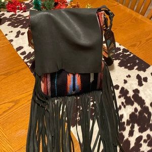 American Darling multi colored crossbody with hand painted leather